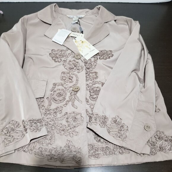 NWT Vtg Nikki Valenti Beige Silky Embroidered Jacket Blazer S $168 - Picture 11 of 13